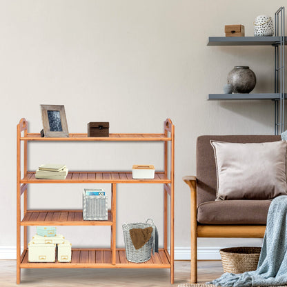 4 Tier Bamboo Storage Shoe Rack, Natural Shoe Racks & Storage Benches at Gallery Canada