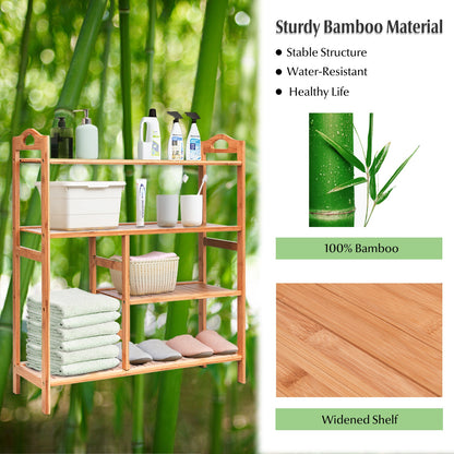 4 Tier Bamboo Storage Shoe Rack, Natural Shoe Racks & Storage Benches at Gallery Canada