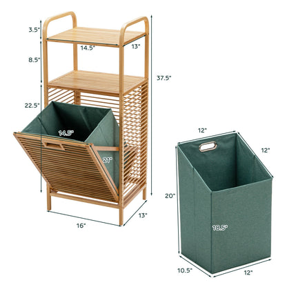 Tilt-out Bamboo Laundry Hamper with 2-Tier Shelf and Removable Liner, Natural Laundry Baskets at Gallery Canada