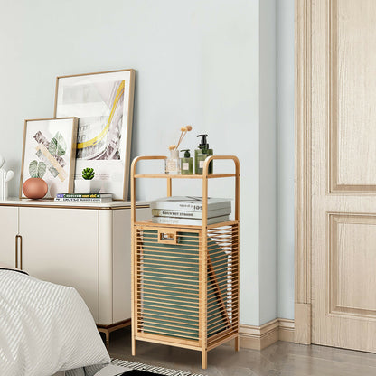 Tilt-out Bamboo Laundry Hamper with 2-Tier Shelf and Removable Liner, Natural Laundry Baskets at Gallery Canada