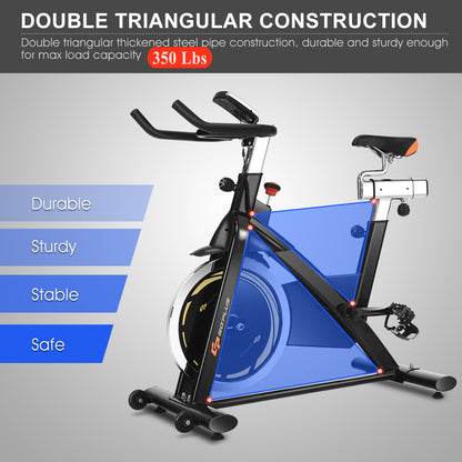Indoor Fixed Aerobic Exercise Bike With Flywheel, LCD Display, Black Exercise Bikes at Gallery Canada