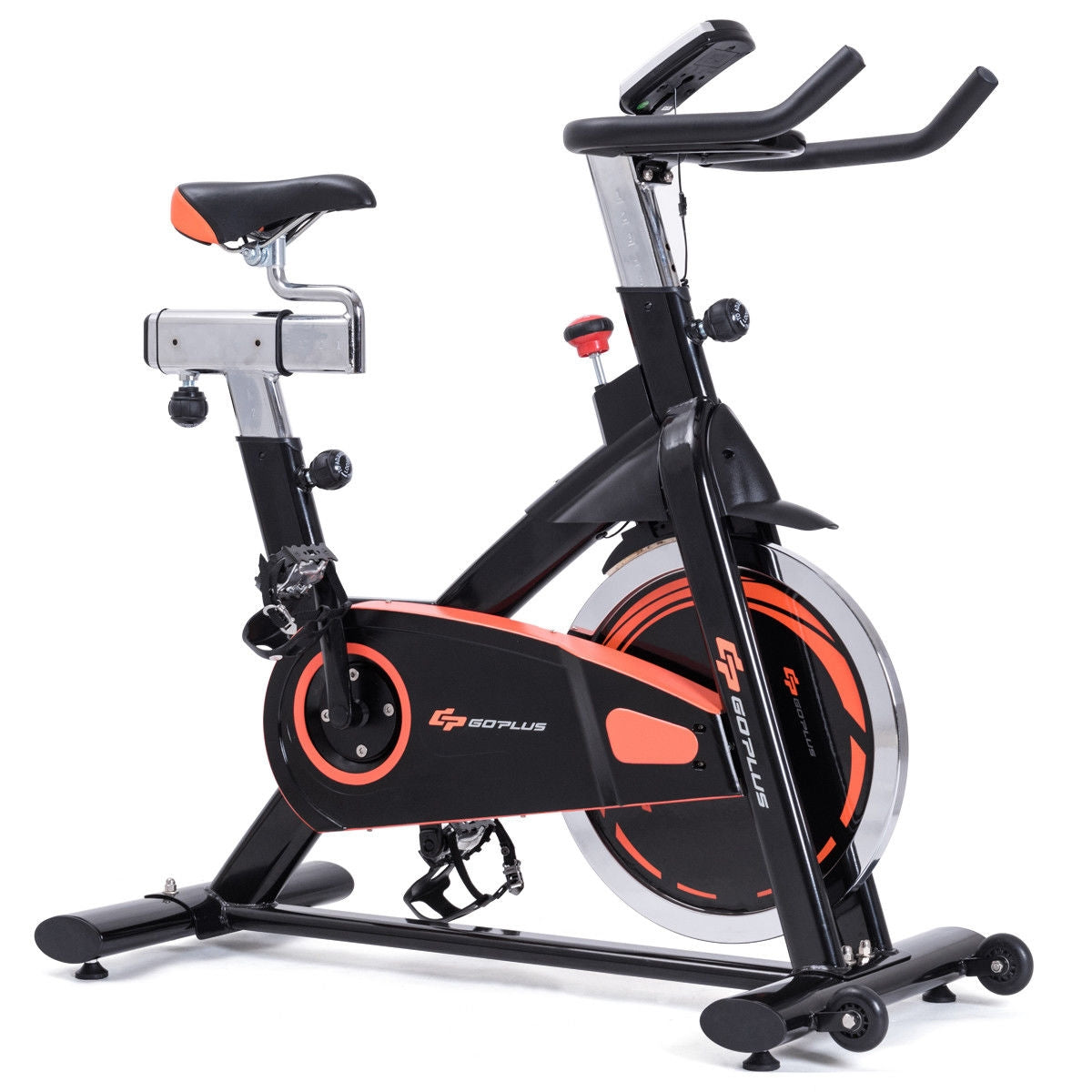 Indoor Fixed Aerobic Exercise Bike With Flywheel, LCD Display, Black Exercise Bikes Black at Gallery Canada