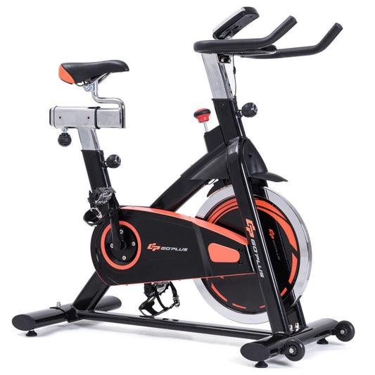 Indoor Fixed Aerobic Exercise Bike With Flywheel, LCD Display, Black Exercise Bikes Black at Gallery Canada