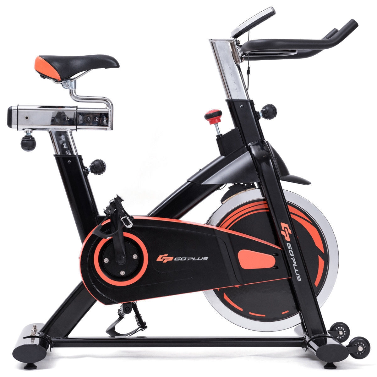 Indoor Fixed Aerobic Exercise Bike With Flywheel, LCD Display, Black Exercise Bikes at Gallery Canada