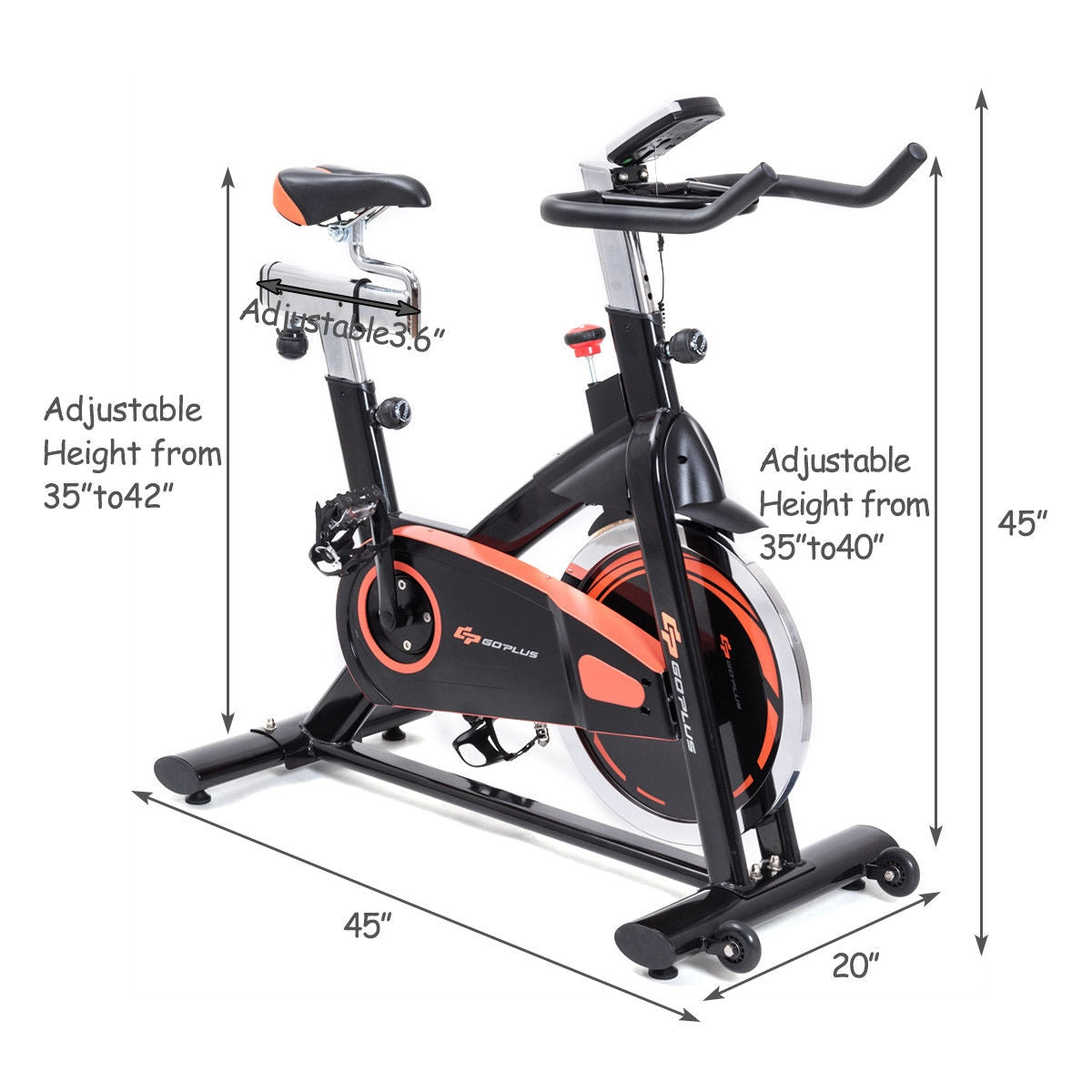 Indoor Fixed Aerobic Exercise Bike With Flywheel, LCD Display, Black Exercise Bikes at Gallery Canada