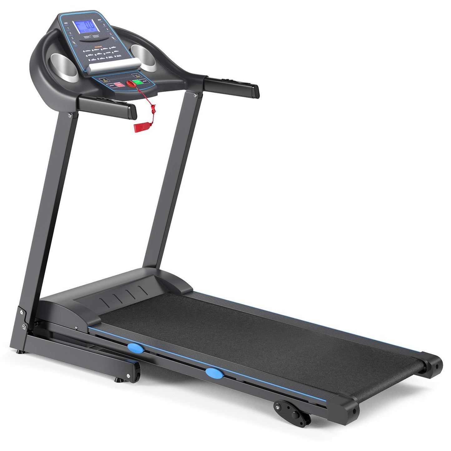 2.25 HP Folding Electric Motorized Power Treadmill with Blue Backlit LCD Display, Black Treadmills at Gallery Canada