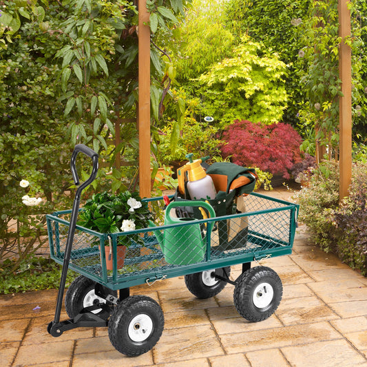Heavy Duty Garden Utility Cart Wagon Wheelbarrow, Green Garden Carts Green at Gallery Canada