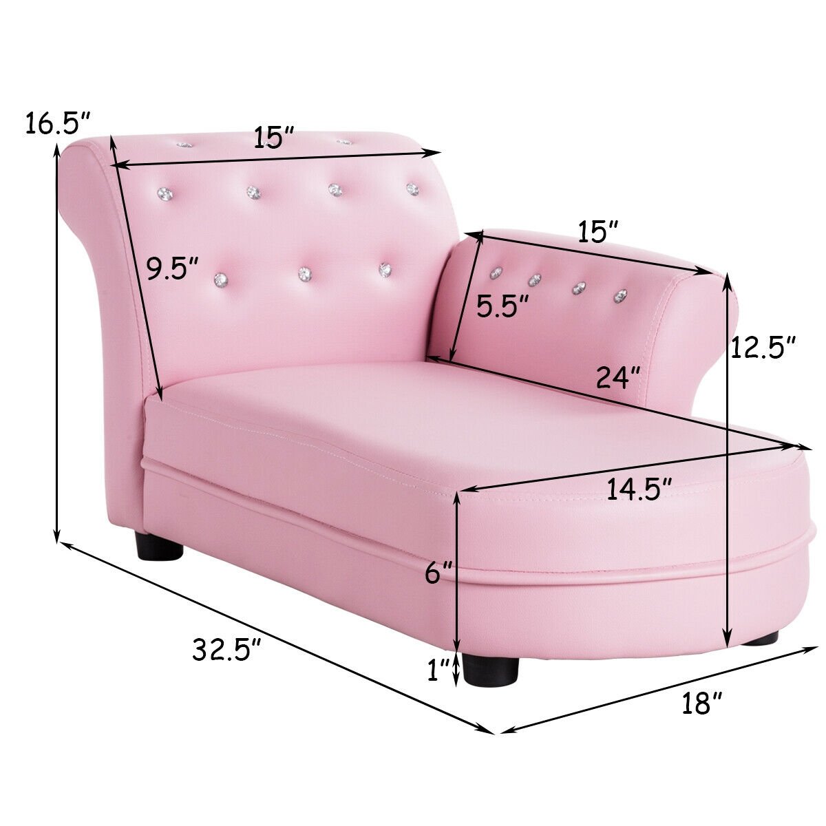 Armrest Relax Chaise Lounge Kids Sofa, Pink Kids Chairs & Seating at Gallery Canada