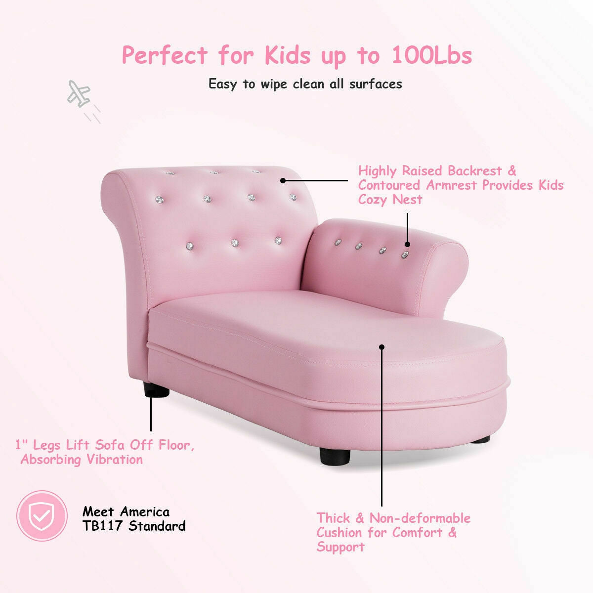 Armrest Relax Chaise Lounge Kids Sofa, Pink Kids Chairs & Seating at Gallery Canada