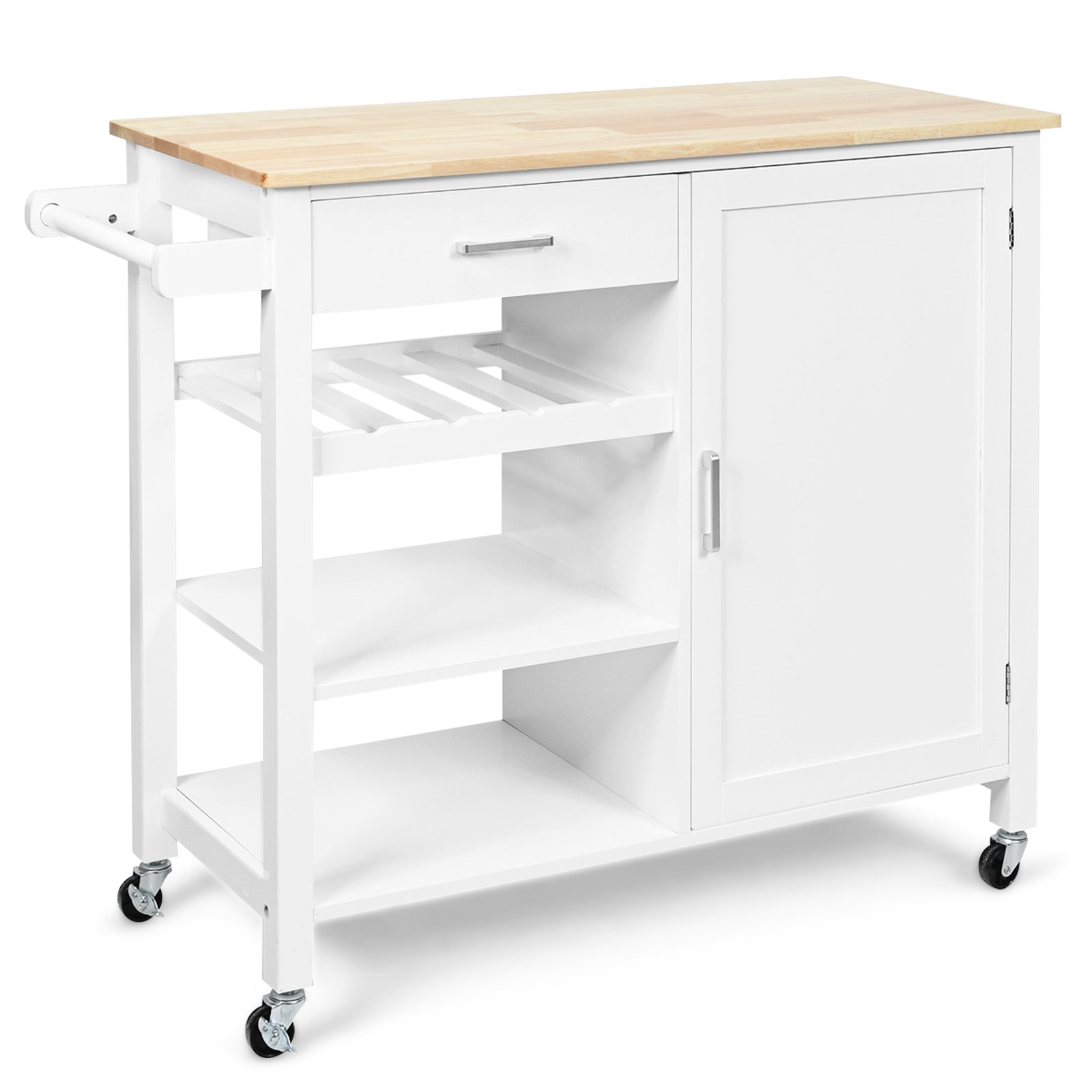 Kitchen Island Cart Rolling Serving Cart Wood Trolley, White Kitchen Islands & Carts White at Gallery Canada