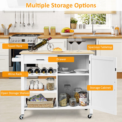Kitchen Island Cart Rolling Serving Cart Wood Trolley, White Kitchen Islands & Carts at Gallery Canada