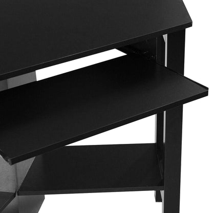 Wooden Study Computer Corner Desk with Drawer, Black Corner Desks at Gallery Canada