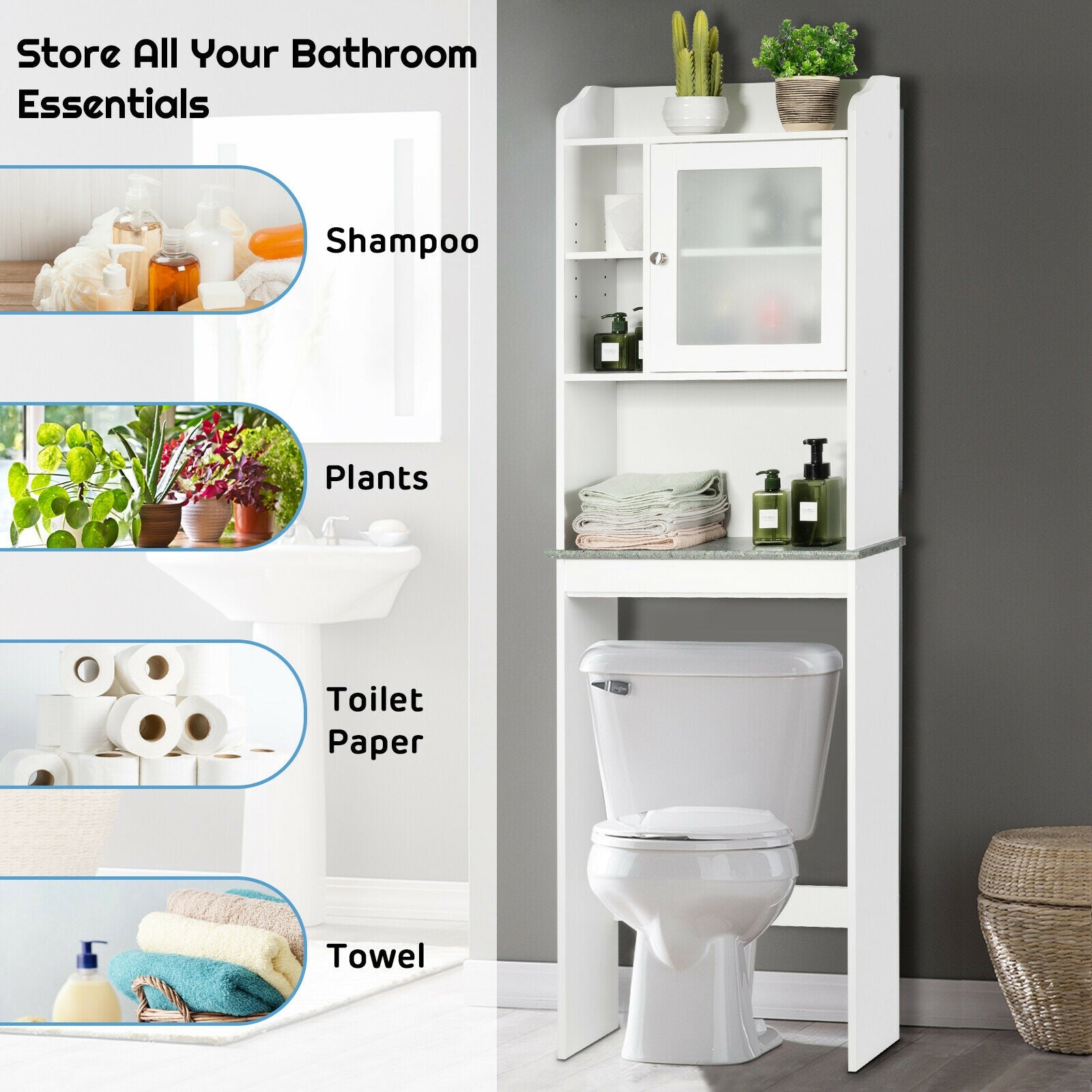 Space Saver White Over-the-Toilet Cabinet Bathroom Etagere at Gallery Canada