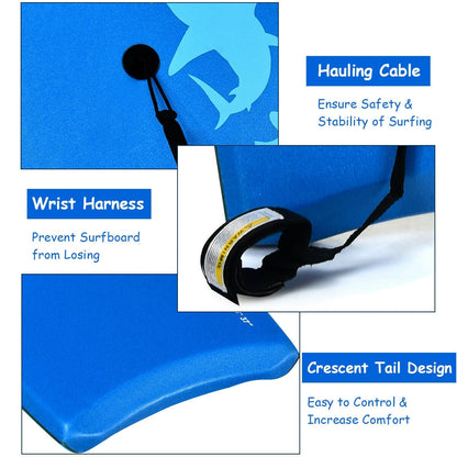 Lightweight Super Bodyboard Surfing W/Leash IXPE Deck EPS Core Boarding-L, Blue Surfing at Gallery Canada
