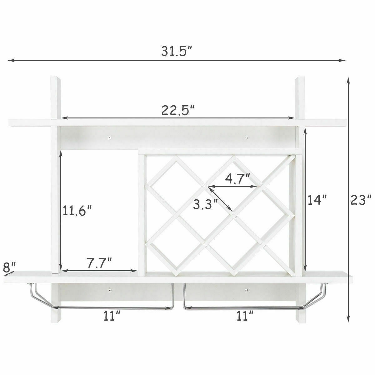 Household Wall Mount Wine Rack Organizer with Glass Holder Storage Shelf, White Wine Racks at Gallery Canada