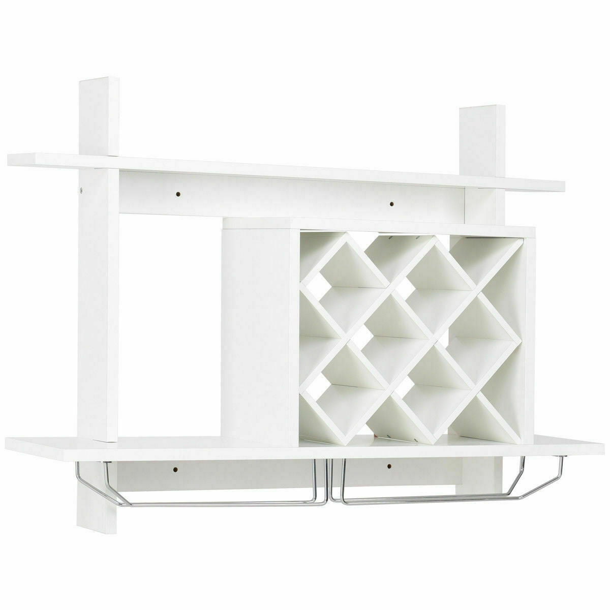Household Wall Mount Wine Rack Organizer with Glass Holder Storage Shelf, White Wine Racks at Gallery Canada