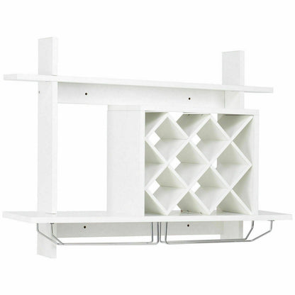 Household Wall Mount Wine Rack Organizer with Glass Holder Storage Shelf, White Wine Racks at Gallery Canada
