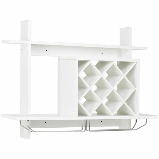 Household Wall Mount Wine Rack Organizer with Glass Holder Storage Shelf, White Wine Racks White at Gallery Canada