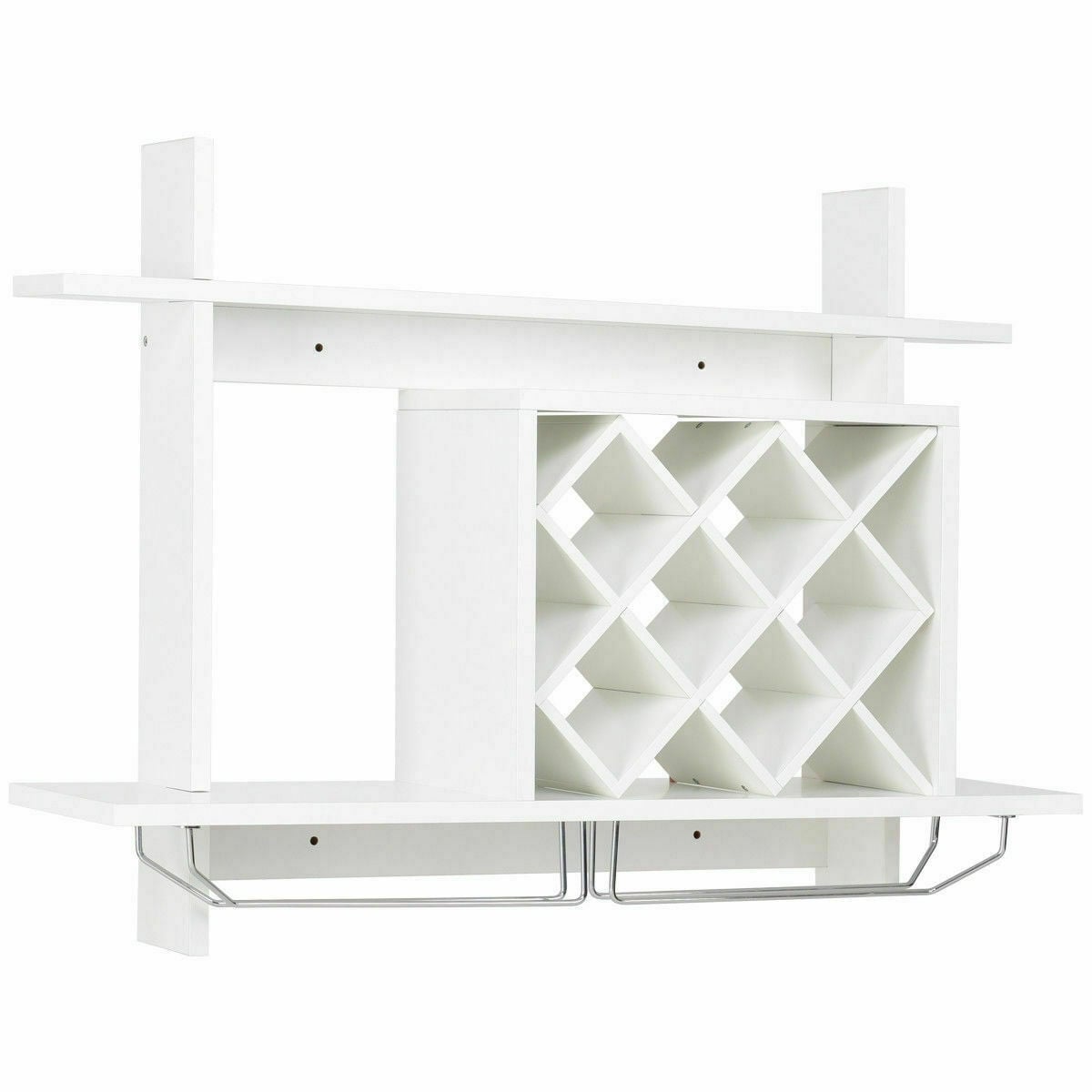 Household Wall Mount Wine Rack Organizer with Glass Holder Storage Shelf, White Wine Racks at Gallery Canada