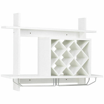 Household Wall Mount Wine Rack Organizer with Glass Holder Storage Shelf, White Wine Racks at Gallery Canada