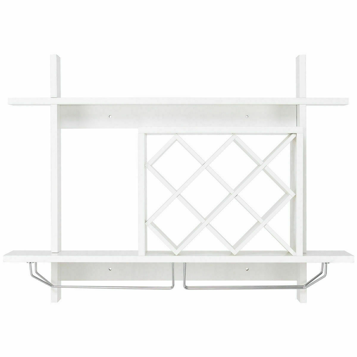 Household Wall Mount Wine Rack Organizer with Glass Holder Storage Shelf, White Wine Racks at Gallery Canada