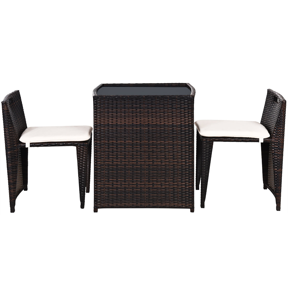 3 Pieces Cushioned Outdoor Wicker Patio Set with No Assembly Needed, Beige Patio Conversation Sets at Gallery Canada