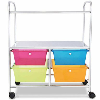 4 Drawers Shelves Rolling Storage Cart Rack, Transparent Multicolor File Cabinets at Gallery Canada