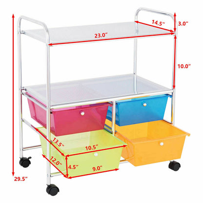 4 Drawers Shelves Rolling Storage Cart Rack, Transparent Multicolor File Cabinets at Gallery Canada