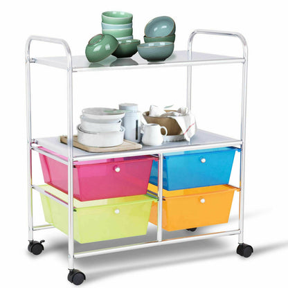 4 Drawers Shelves Rolling Storage Cart Rack, Transparent Multicolor File Cabinets at Gallery Canada
