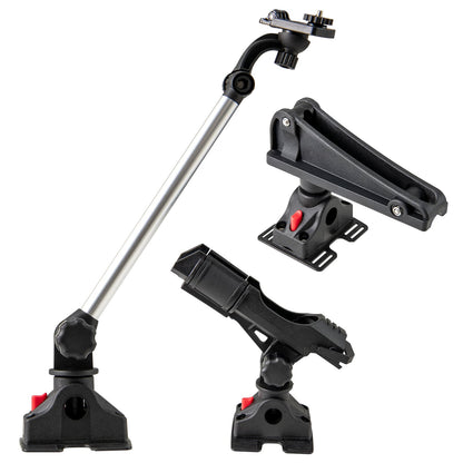 Ensemble d'accessoires pour kayak de pêche rotatif à 360°, Noir