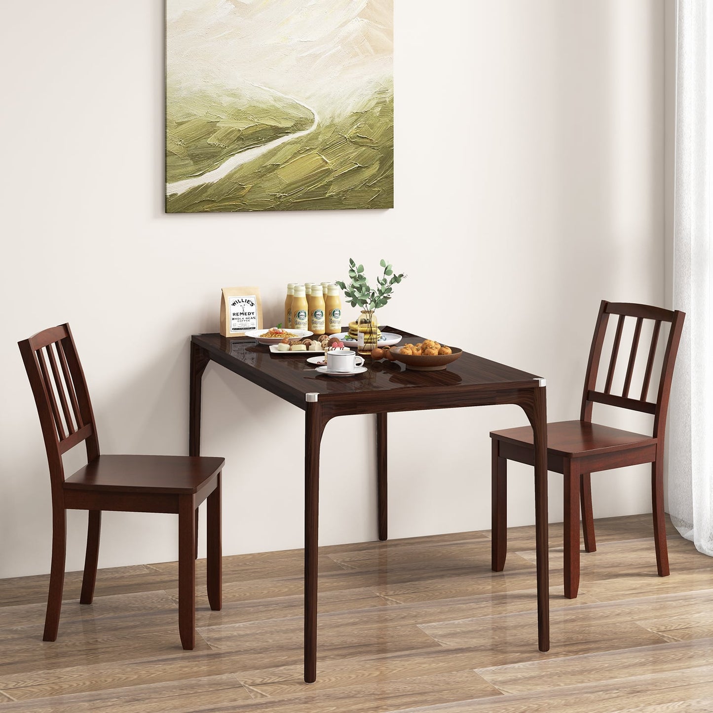 Ensemble de chaises de salle à manger en bois, pieds en bois d'hévéa, marron