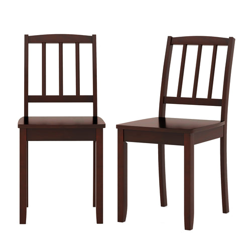 Wood Dining Chair Set, Rubber Wood Legs, Brown