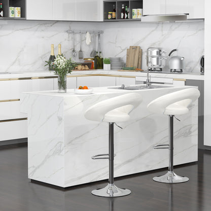 Height Adjustable Bar Stools Set of 2 with Hollow Back and Footrest, White Bar Stools at Gallery Canada