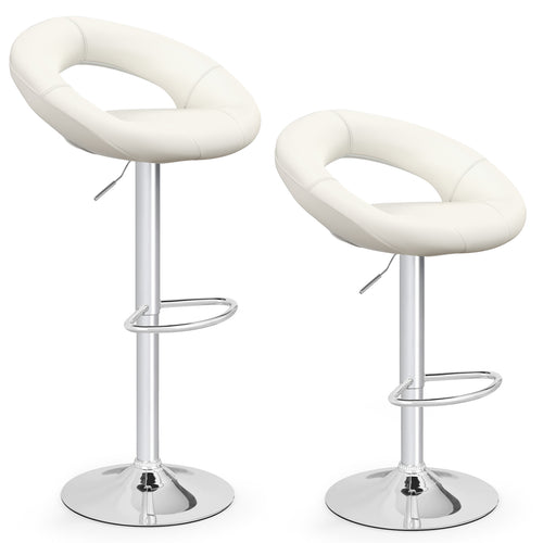 Height Adjustable Bar Stools, Set of 2, White