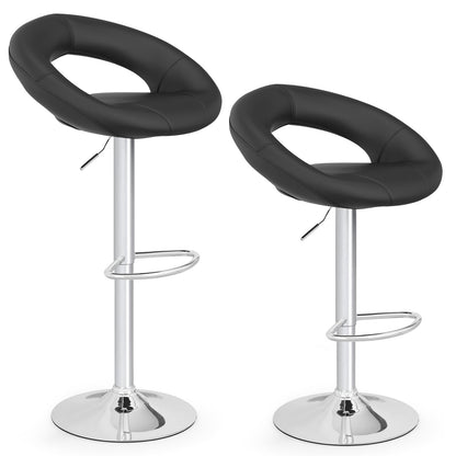 Height Adjustable Bar Stools, Set of 2, Hollow Back, Footrest, Black Bar Stools at Gallery Canada