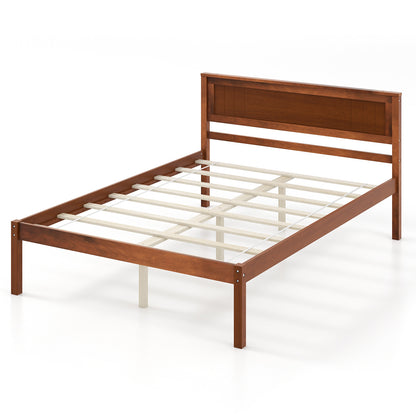 Full Size Bed Frame With Wooden Headboard, Slat Support, Walnut Simple Bed Frame Walnut at Gallery Canada