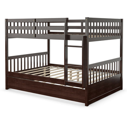 Full over Full Bunk Bed Platform Wood Bed, Brown Bunk Bed Frame Brown at Gallery Canada