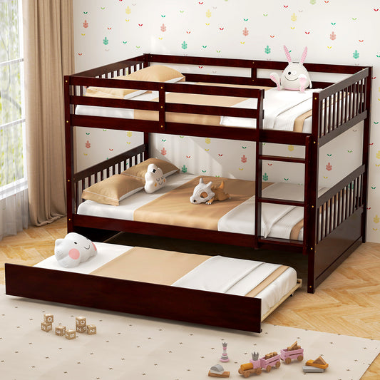 Full over Full Bunk Bed Platform Wood Bed, Brown Bunk Bed Frame Brown at Gallery Canada