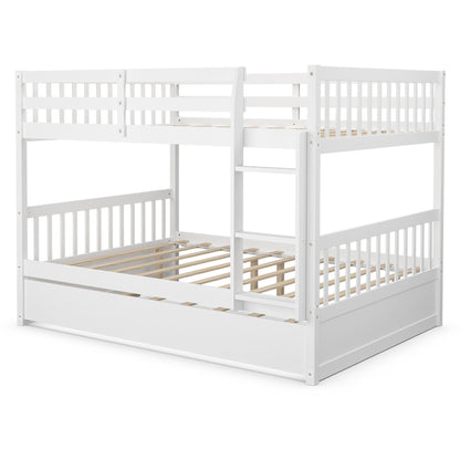 Full Over Full Bunk Bed, Wood Platform, White