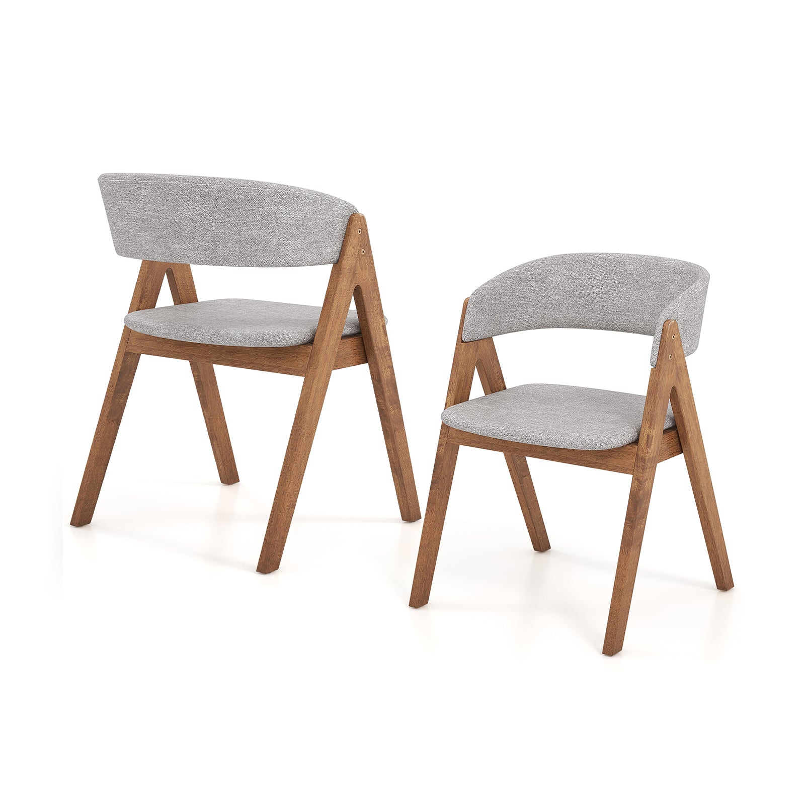 Set of 2 Soft Padded Accent Armchairs for Dining Room-Walnut and Grey, Walnut Accent Chairs at Gallery Canada