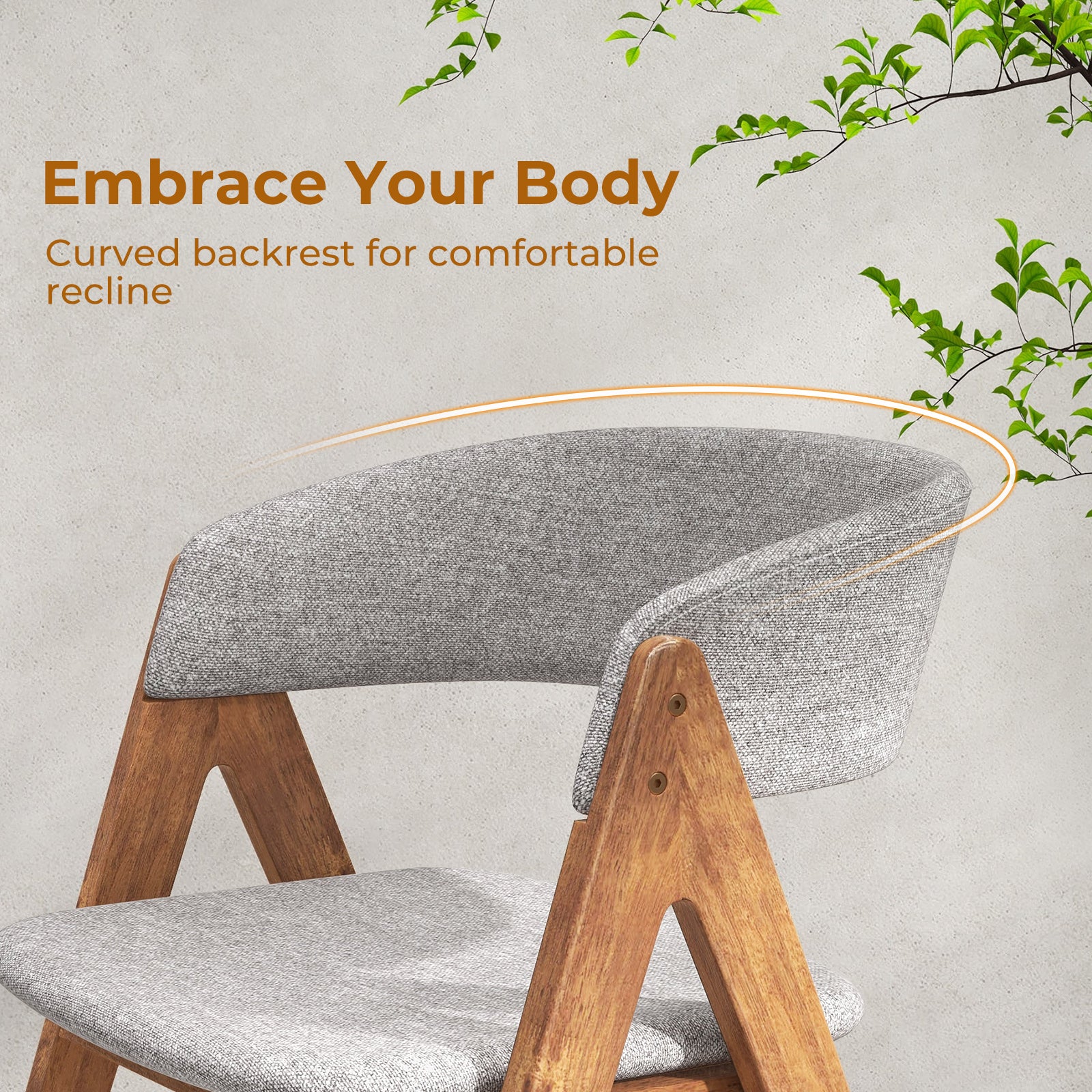 Set of 2 Soft Padded Accent Armchairs for Dining Room-Walnut and Grey, Walnut Accent Chairs at Gallery Canada