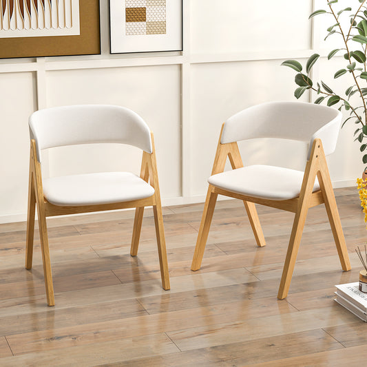 Set of 2 Soft Padded Accent Armchairs for Dining Room-Natural and Beige, Beige Accent Chairs Beige at Gallery Canada