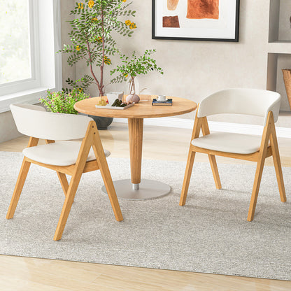 Set of 2 Soft Padded Accent Armchairs for Dining Room-Natural and Beige, Beige Accent Chairs at Gallery Canada