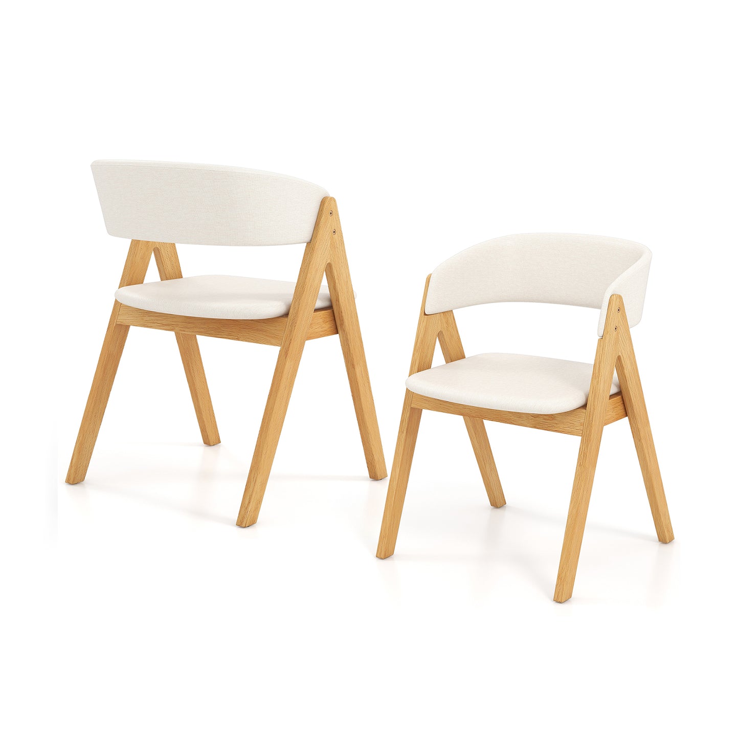 Set of 2 Soft Padded Accent Armchairs for Dining Room-Natural and Beige, Beige Accent Chairs at Gallery Canada