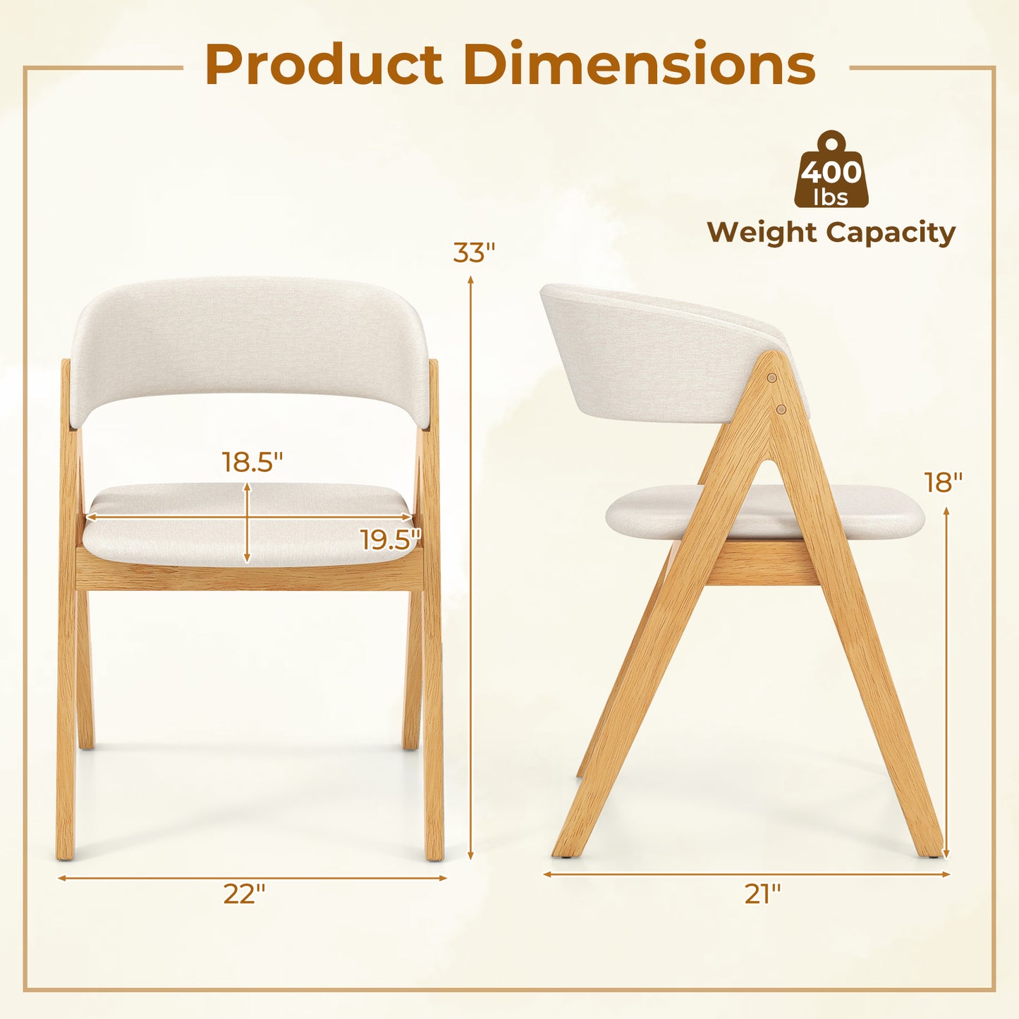 Set of 2 Soft Padded Accent Armchairs for Dining Room-Natural and Beige, Beige Accent Chairs at Gallery Canada