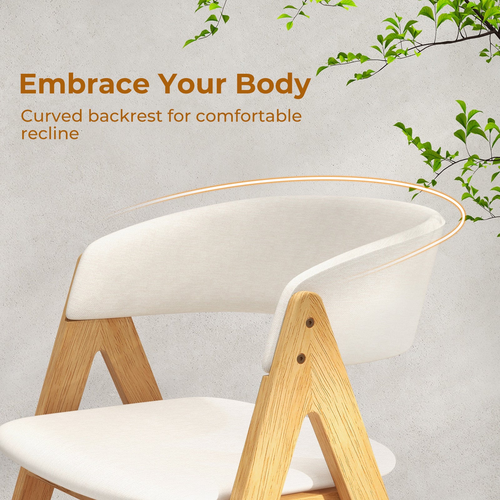 Set of 2 Soft Padded Accent Armchairs for Dining Room-Natural and Beige, Beige Accent Chairs at Gallery Canada