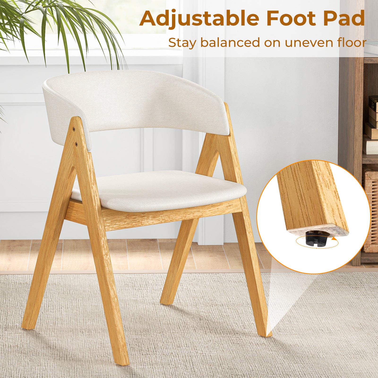 Set of 2 Soft Padded Accent Armchairs for Dining Room-Natural and Beige, Beige Accent Chairs at Gallery Canada