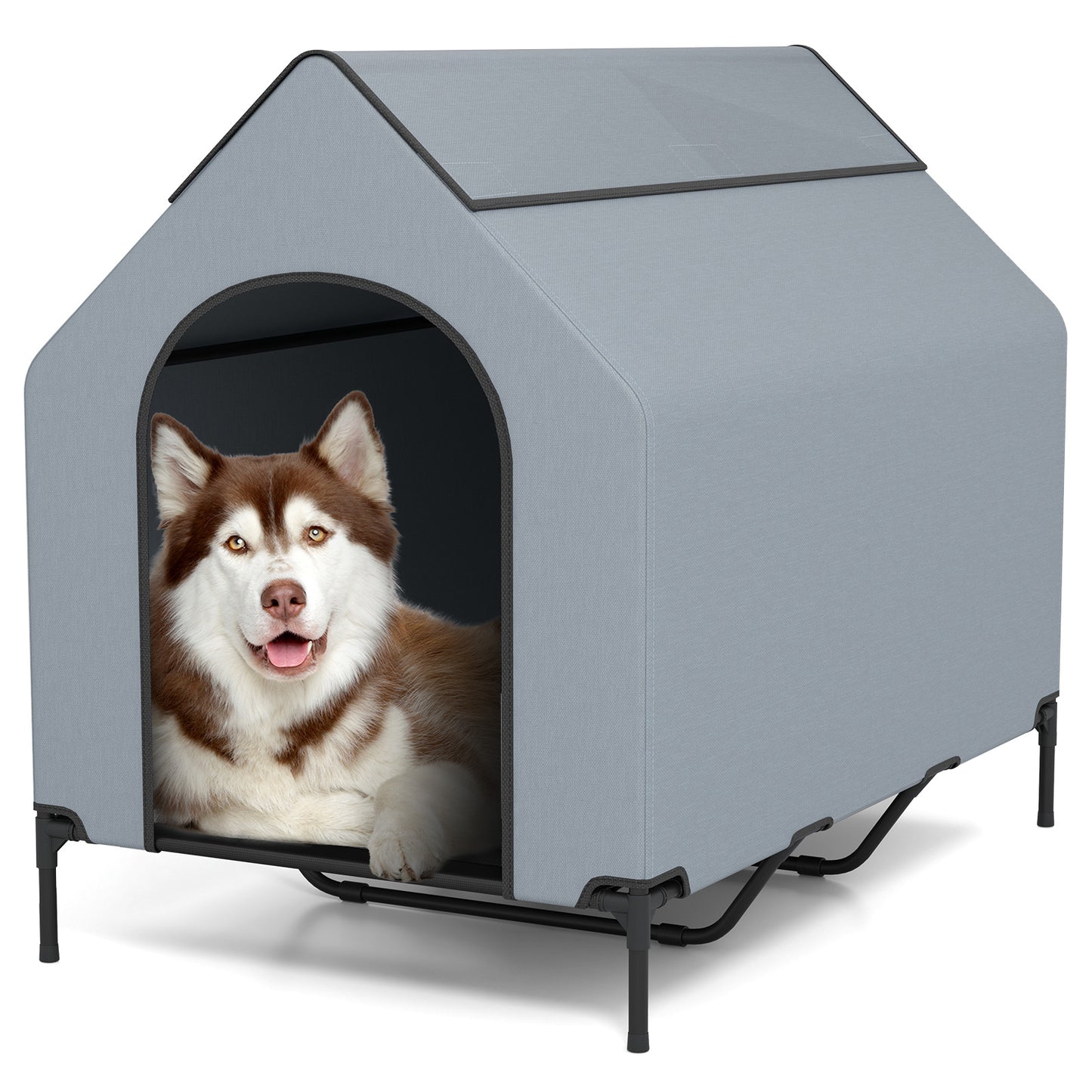 Maison pour animaux de compagnie surélevée d'extérieur, Grande, Grise