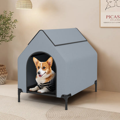 Large/Middle/Small Outdoor Elevated Pet House with Ventilated Windows-S, Gray Dog Supplies at Gallery Canada