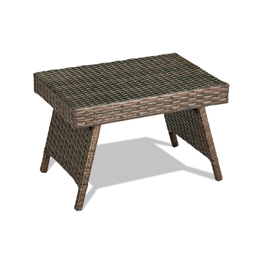 Folding PE Rattan Side Coffee Table Patio Garden Furniture, Brown Patio Coffee Tables Brown at Gallery Canada